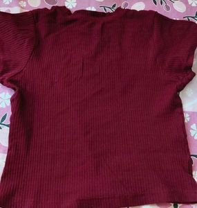 Burgundy Ribbed Knit Top