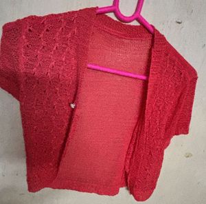 Coral Knit Cropped Cardigan