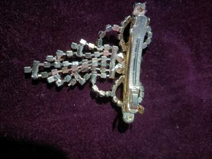 Rhinestone Bow Brooch with Dangles