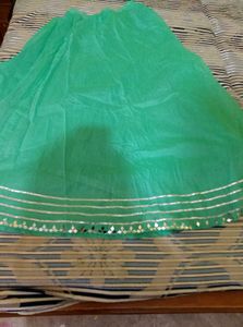 Mint Green Embroidered Blouse With Lehenga