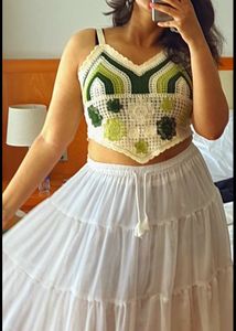 Tiered White Skirt