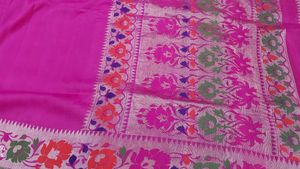 Pink Floral Banarasi Saree