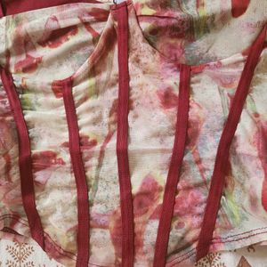 Begie Maroon Floral Corset Top