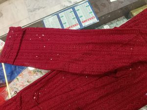 Maroon Embroidered Kurta Set
