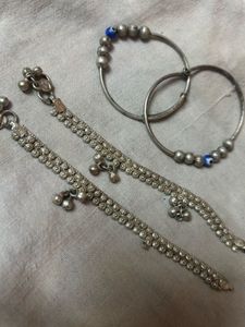 girl kid payal and kada combo real silver