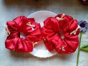 Red Satin Scrunchies