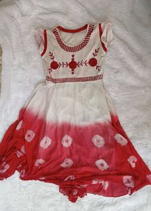 Red &amp; White Embroidered Dress