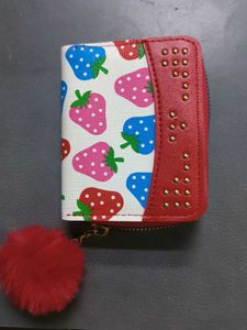 Strawberry Printed Red Wallet