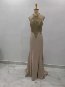 Elegant Beaded Halter Gown