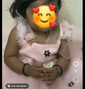 Baby Pink Color Party Wear Dress For Baby Girl