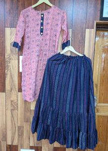 Pink Frock & Blue Skirt (Jama) – Size 32 | Elegant