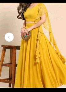 Mustard Yellow Party Dress/ Skirt With Choli