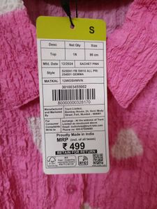 Women’s Sachet Pink Crinkled Cotton Heart Print Cr