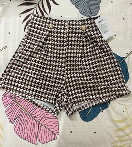 Houndstooth Print Shorts