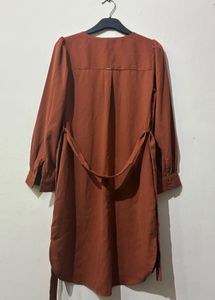 Belted Brown Midi Dress