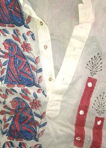 Sheer White Tunic with Ethnic Print