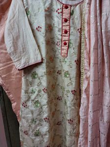 Beautiful Weaving Kurti Pant Dupatta Set