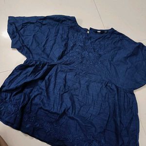 Blue Embroidered Top