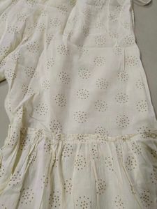 Tiered White Cotton Sharara