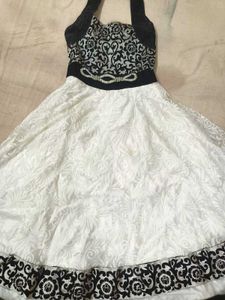 Elegant Black and White Halter Dress