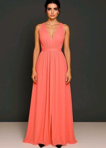 Coral Gown with Slit