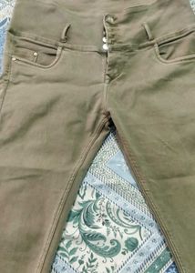 Olive Green High-Waisted Pants