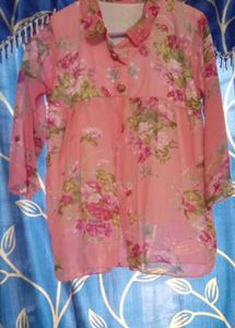 Pink Floral Sheer Top