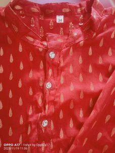 Boys&#39; Maroon Colour Cotton Printed Kurta