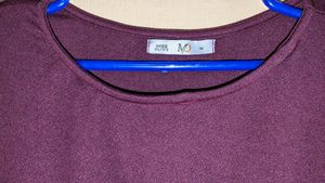 Vintage 80s Women Burgundy Dress