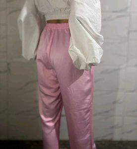 silk baby pink pant