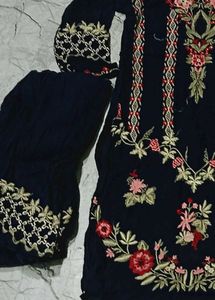 Blue Pakistani Embroidery Suit With Dupatta