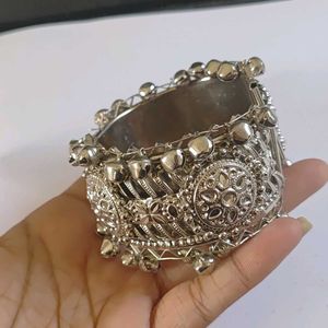 Vintage Silver Jingle Bell Cuff Bracelet