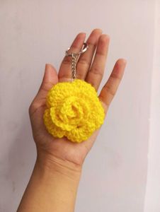 Handmade Crochet Rose Keychain