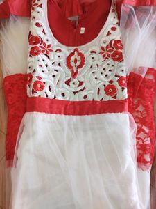 Beautiful Red White Anarkali Dress