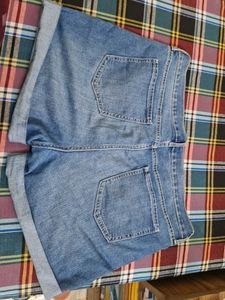 Women Denim Blue Shorts - 38 Waist Size