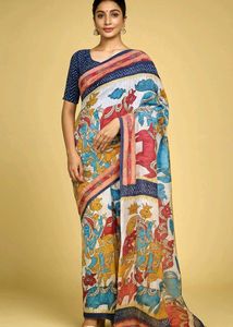 Kalamkari printed elegant office wear Saree