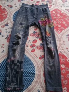 16-18yrs Distressed Graphic Print Tight
