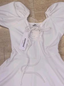 White Puff Sleeve Mini Dress