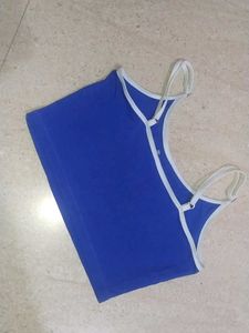 Blue Cartoon Print Crop Top