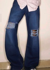 Ripped Wide Leg Jeans