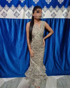 Patterned Ruffled Maxi Dress