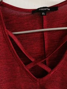 Maroon Red Cold Shoulder Top