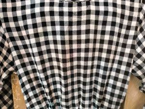 Checked A-line Dress With Back Tie Up