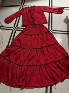 price drop Red Skirt &amp; Top Set
