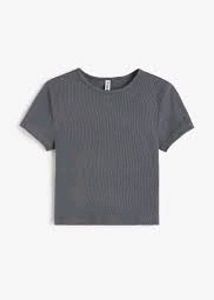 H&amp;M Cropped Tee In Grey