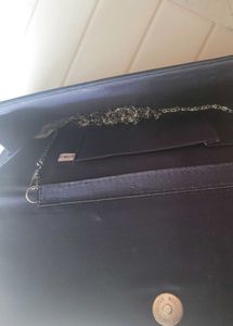 Party Navy Blue Clutch With Rhinestone Brooch