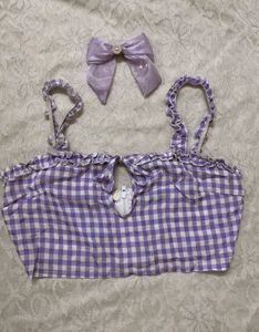 Lavender Gingham Top