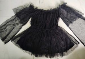 Black Tulle Off-Shoulder Dress