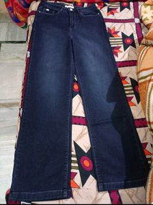 Dark Blue Flared Denim Jeans – Trendy & Comfortabl