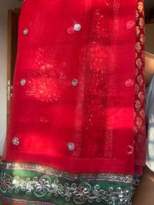 Red Embellished Saree
